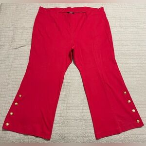 Lane Bryant Red Ponte Bootcut Pants with Gold Buttons Size 28